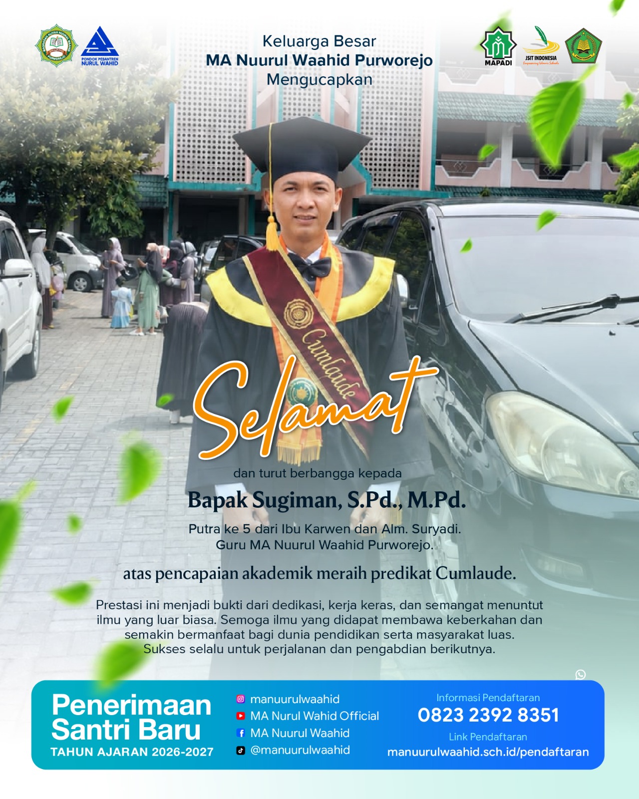 Selamat & Sukses atas Wisuda Bapak Sugiman, S.Pd., M.Pd.