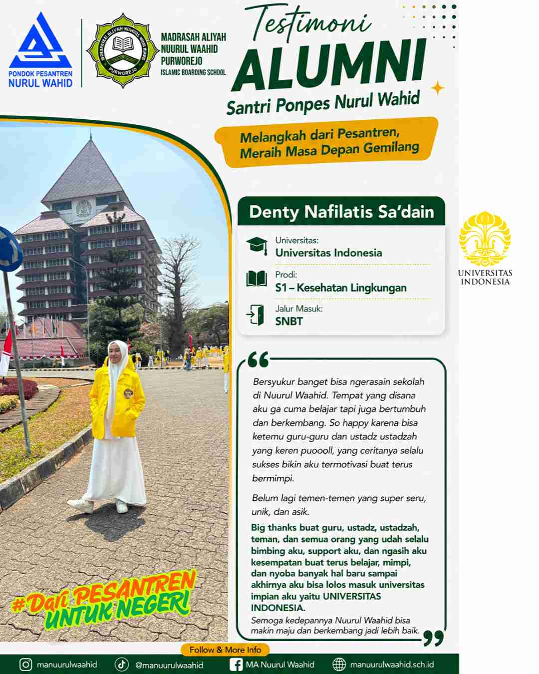 🎓 JEJAK SANTRI NUURUL WAAHID MENUJU UNIVERSITAS INDONESIA