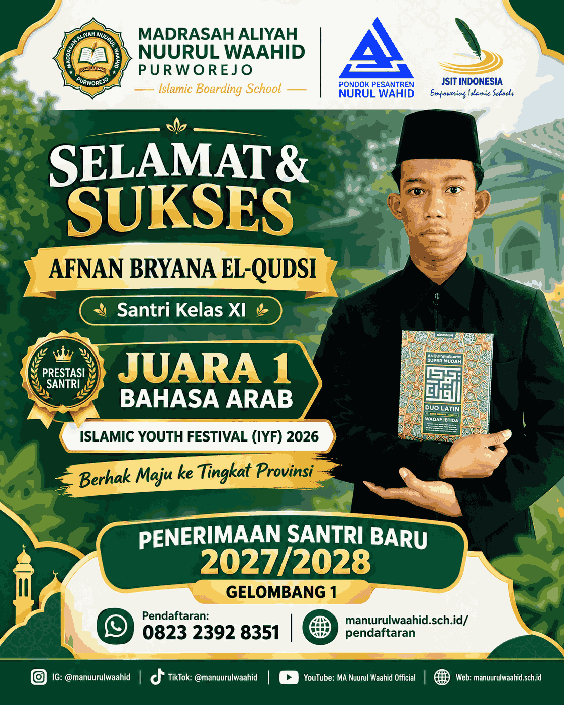 Santri MA Nuurul Waahid Raih Juara 1 Bahasa Arab IYF 2026, Siap Melaju ke Tingkat Provinsi