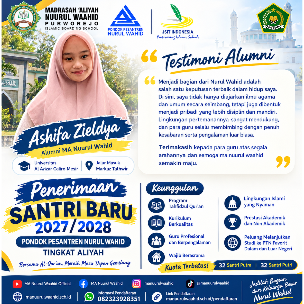 Penerimaan Santri Baru MA Nuurul Waahid Tahun Pelajaran 2027/2028 Resmi Dibuka, Mari Bergabung Menjadi Generasi Qur’ani Berprestasi